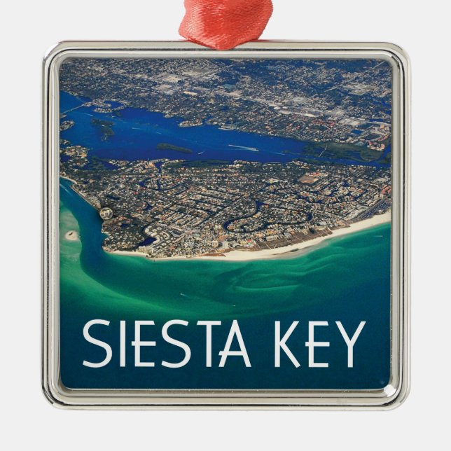 Siesta Key Florida Island View Ornament Aus Metall (Vorne)