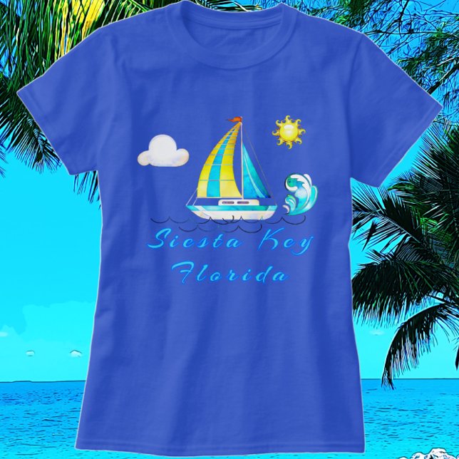 Siesta Key Florida Ocean Waves und Segelboot T-Shirt (Von Creator hochgeladen)
