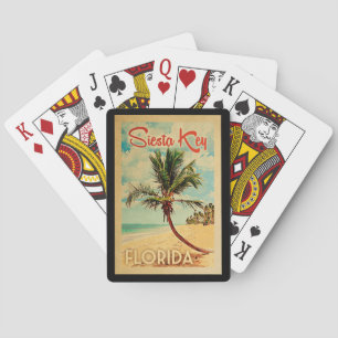 Siesta Key Florida Palm Tree Beach Vintage Reisen Spielkarten
