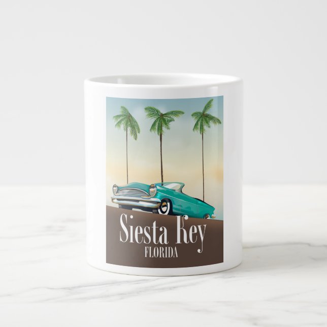 Siesta Key Florida Reiseplakat Jumbo-Tasse (Vorderseite)