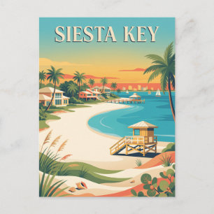 Siesta Key Florida Strand Vintage Poster Postkarte