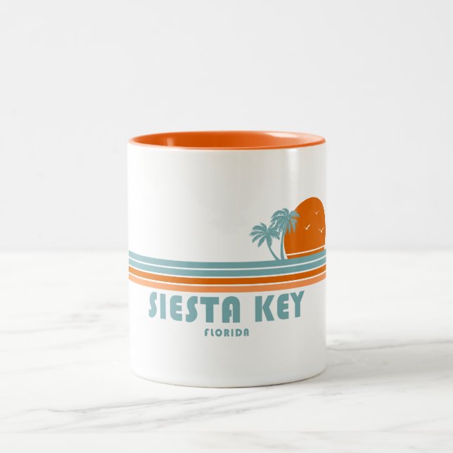 Siesta Key Florida Sun Palm Trees Zweifarbige Tasse (Mittel)