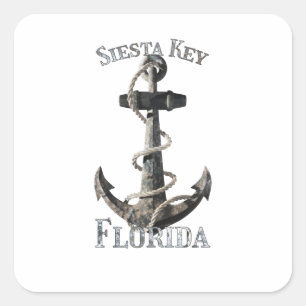 Siesta Key Florida Vacation Nautical Anchor Sailin Quadratischer Aufkleber