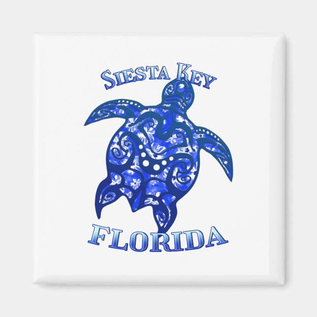 Siesta Key Florida Vacation Tribal Turtle Magnet (Vorne)