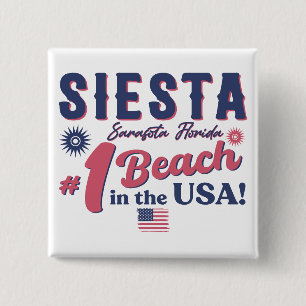 Siesta Key Florida Vintag Souvenir FL Retro Beach Button