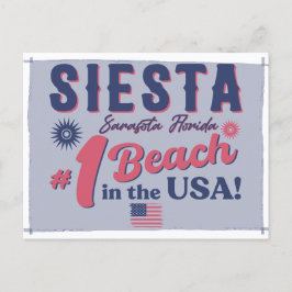Siesta Key Florida Vintag Souvenir FL Retro Beach Postkarte