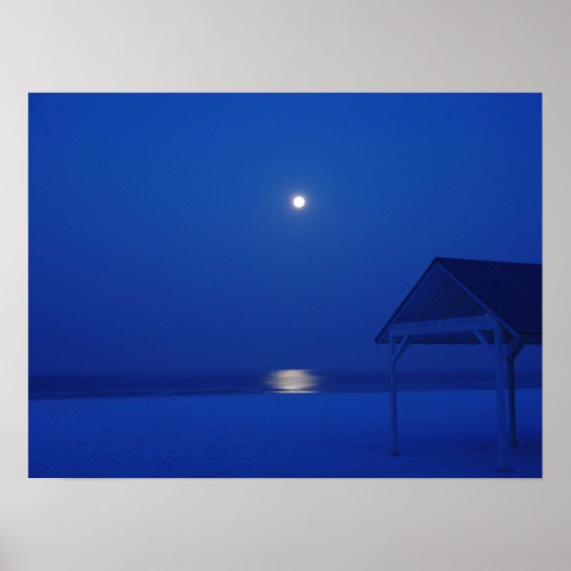Siesta Key, Florida - Vollmond über Golf bei Morge Poster (Vorne)