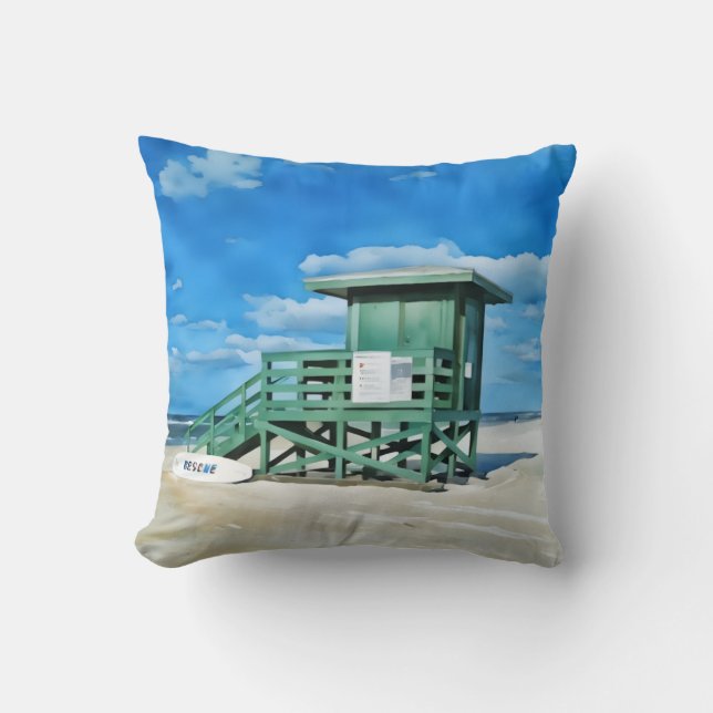 Siesta Key Green LifeGuard Tower Pillow Kissen (Vorderseite)