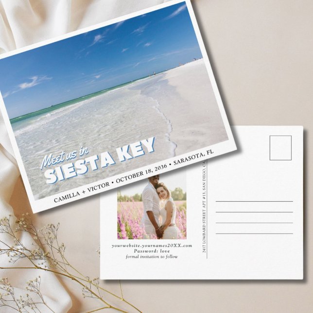 Siesta Key Wedding Florida Save the Date Postkarte (Siesta Key Wedding Florida Save the Date Postcard
)