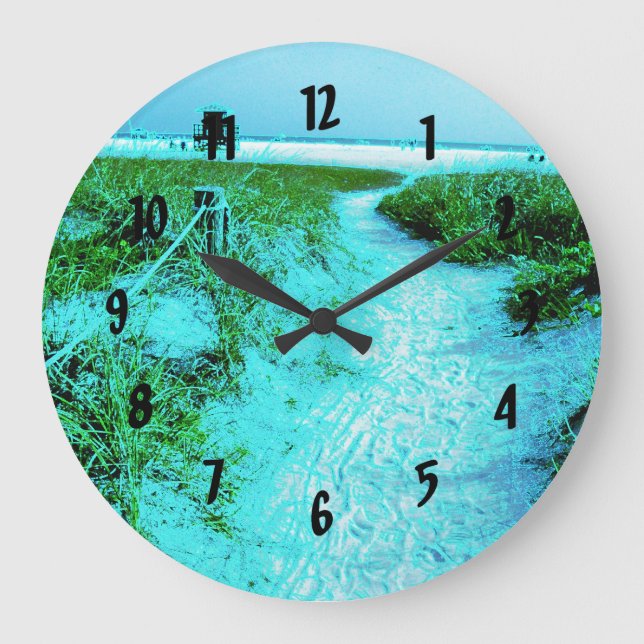 Siesta Keys Beach in farbenfrohen Edges Themed Ges Große Wanduhr (Vorderseite)