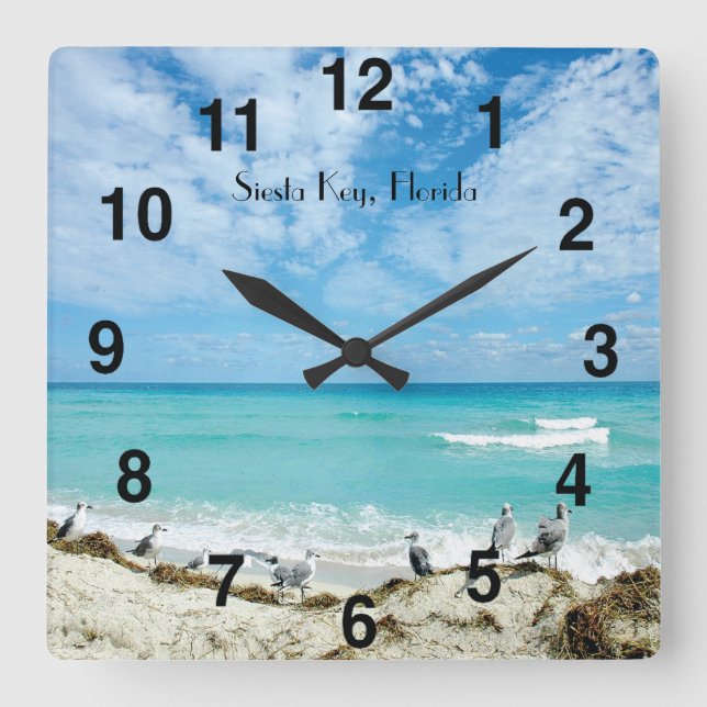Siesta-Schlüsselflorida-Wanduhr Quadratische Wanduhr (Vorderseite)