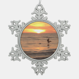 Siesta-Strand-Erinnerungen am Weihnachten Schneeflocken Zinn-Ornament
