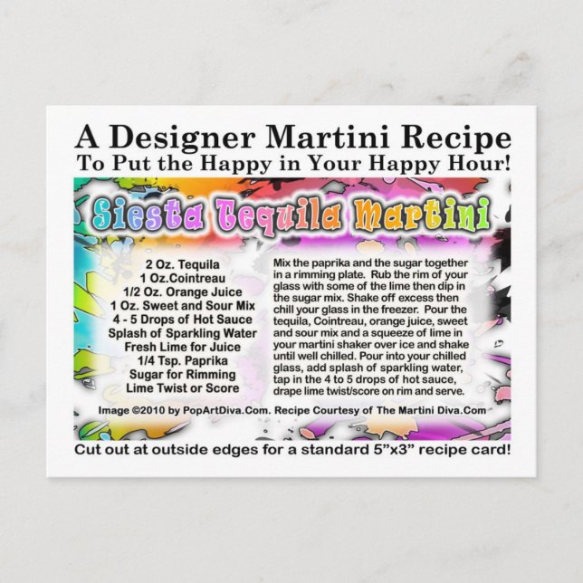 Siesta Tequila Martini Recia Postkarte (Vorderseite)