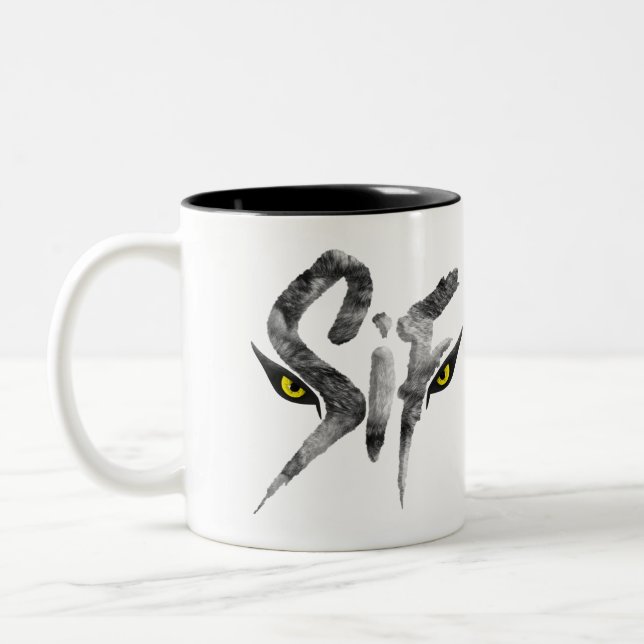 Sif, die große grauer Wolf-Typografie Zweifarbige Tasse (Links)