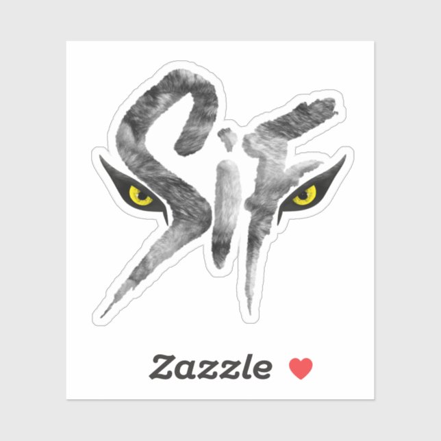 Sif, die Typografie des Großen Grauen Wolfs Aufkleber (Blatt)