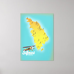 Sifnos Griechenland Retro-Karte Leinwanddruck
