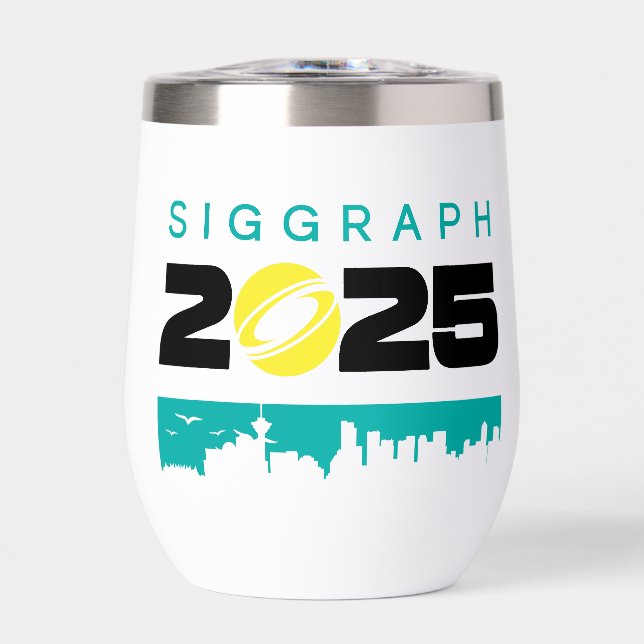 SIGGRAPH 2025 Mini-Wasserflasche (Vorderseite)