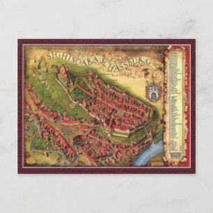 Sighisoara, Bildliche Darstellungskarte Postkarte