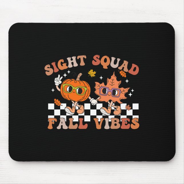 Sight Squad Fall Vibes Pumpkin Fall Leaf Herbst Op Mousepad (Vorne)