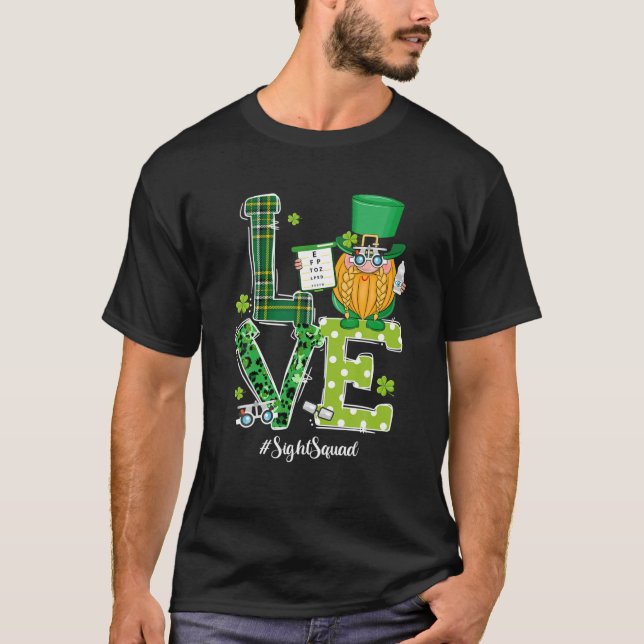 Sight Squad Patricks Day Funny Gnome Optometrist O T-Shirt (Vorderseite)