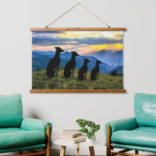 Sighthound Sunset Wandteppich Mit Holzrahmen