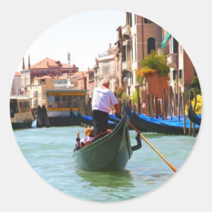Sightseeing by Gondola Venedig Italien Runder Aufkleber