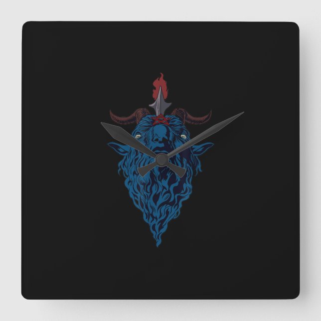 Sigil Of Baphomet Goat Of Mendes Satan Dark Goth Quadratische Wanduhr (Vorderseite)