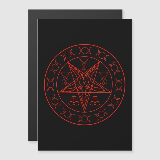 Sigil von Baphomet Dreiermond und Sigil von Luzife Magneteinladung (Vorne/Hinten)