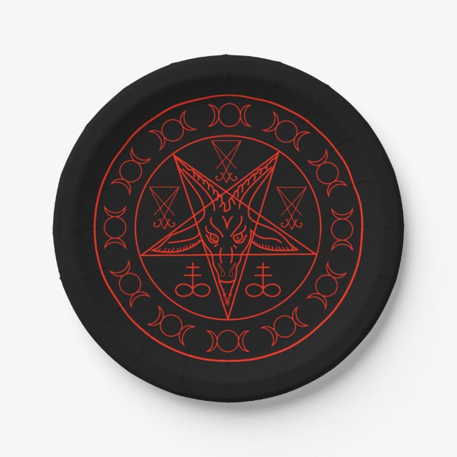 Sigil von Baphomet Dreiermond und Sigil von Luzife Pappteller (Vorderseite)