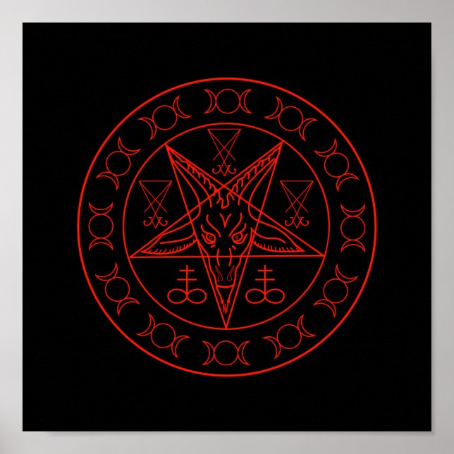 Sigil von Baphomet dreifach mond und sigil lucifer Poster (Vorne)