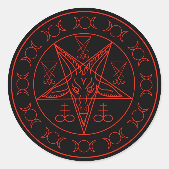 Sigil von Baphomet dreifach mond und sigil lucifer Runder Aufkleber (Vorderseite)