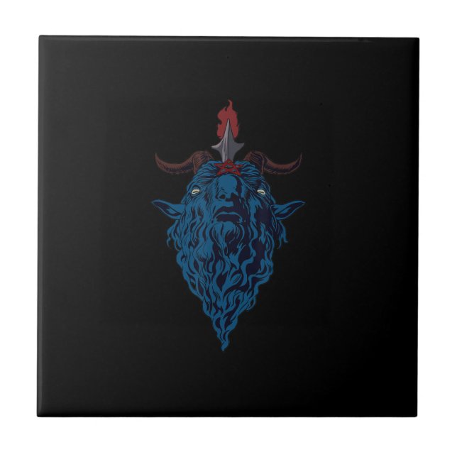 Sigil von Baphomet-Ziege von Mendes Satan Dark Got Fliese (Vorderseite)