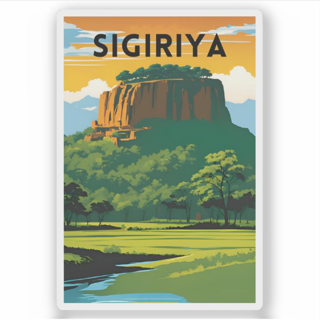 Sigiriya Minimal Travel Poster Aufkleber (Vorderseite)