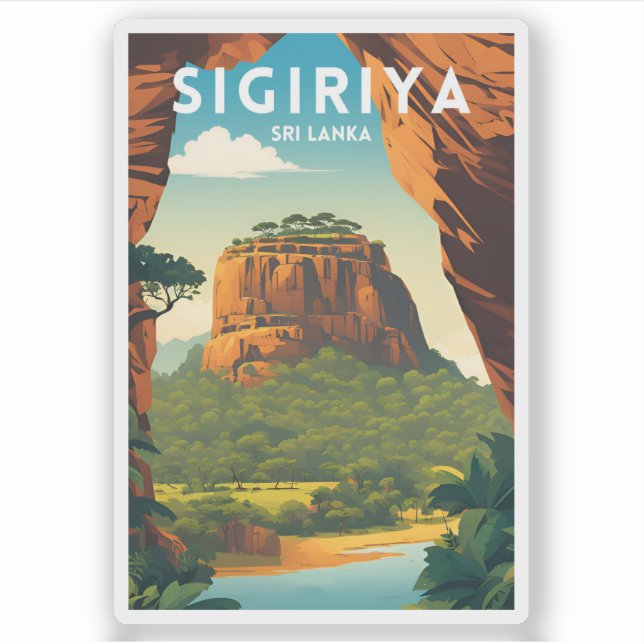 Sigiriya Traditionelles Reiseplakat Aufkleber (Vorderseite)