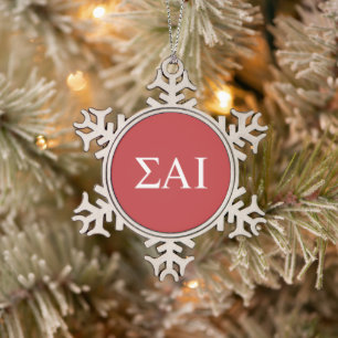 Sigma Alpha Iota griechische Buchstaben Schneeflocken Zinn-Ornament
