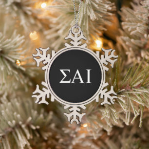 Sigma Alpha Iota griechische Buchstaben Schneeflocken Zinn-Ornament
