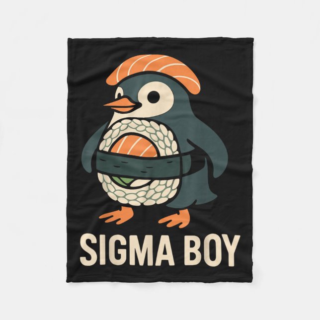 Sigma Boy Italian Brainrot Funny Meme Penguin Fleecedecke (Vorderseite)
