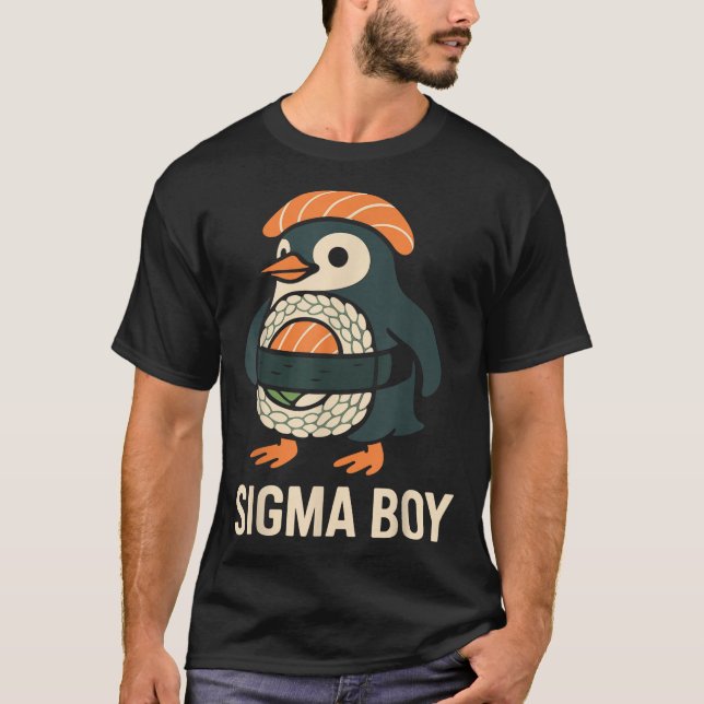 Sigma Boy Italian Brainrot Funny Meme Penguin T-Shirt (Vorderseite)