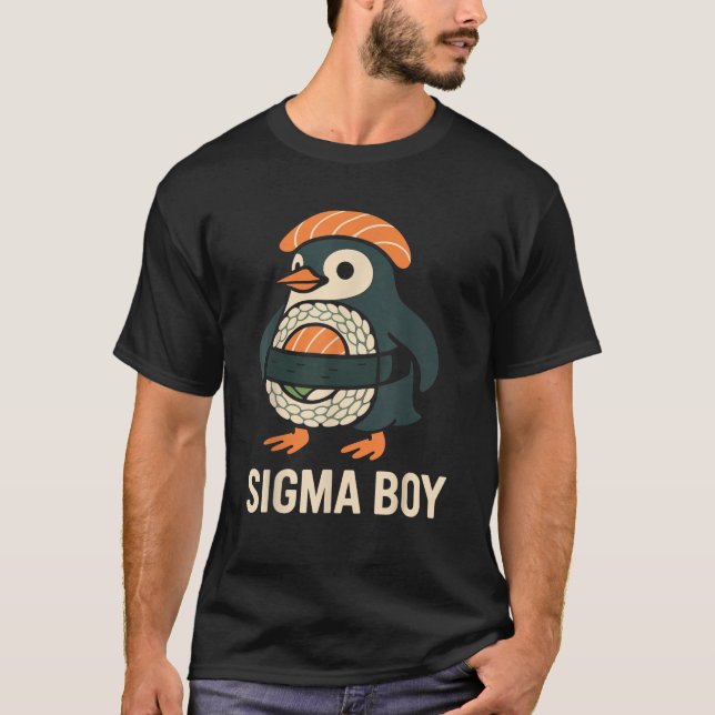 Sigma Boy Italian Brainrot Funny Meme Penguin T-Shirt (Vorderseite)