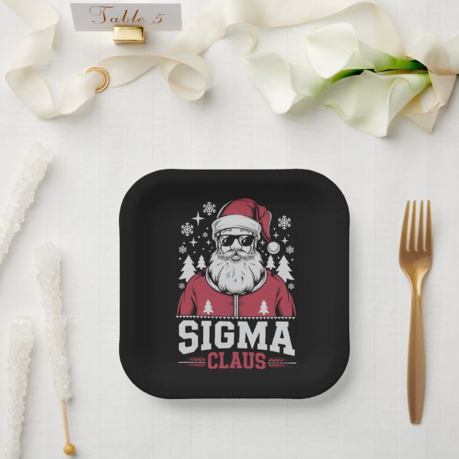 Sigma Claus Cool Santa Christmas Rizzler Meme Pappteller (Hochzeit)