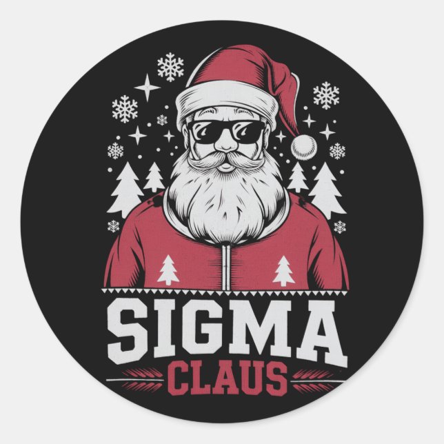 Sigma Claus Cool Santa Christmas Rizzler Meme Runder Aufkleber (Vorderseite)