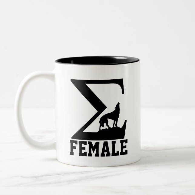 Sigma Female allone wolf Zweifarbige Tasse (Links)