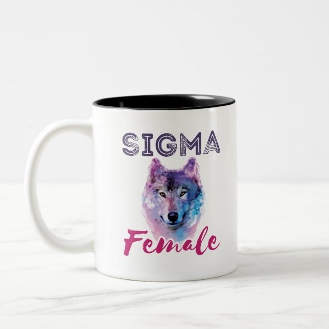 Sigma Female Wolf Lone Loner Meme Zweifarbige Tasse (Links)