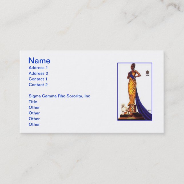 Sigma Gamma Rho Sorority Business Cards Visitenkarte (Vorderseite)