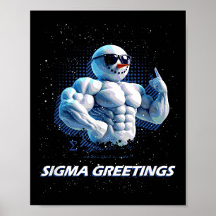 Sigma Grüße Bruh Schneemann Rizz Frohe Weihnachten Poster