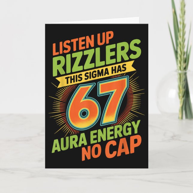 Sigma hat 67 Aura Nummer 67. Aura Farming Eiscreme Karte (Vorderseite)