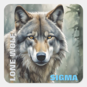 Sigma Male Lone Wolf Quadratischer Aufkleber