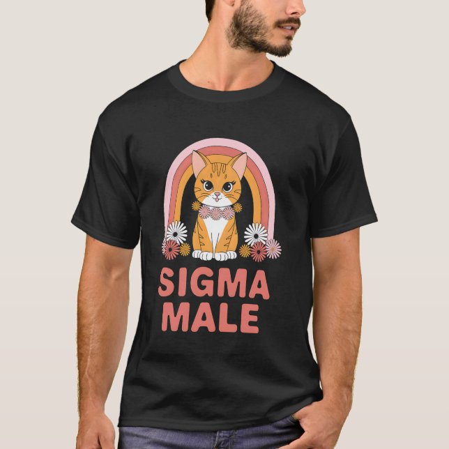 Sigma-Männchen-Grindset-Katze-Kätzchen-Blumenkrone T-Shirt (Vorderseite)