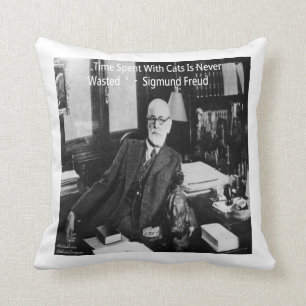 Sigmund Freud & Cat Quote Throw Kissen