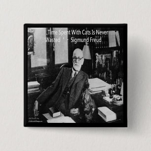 Sigmund Freud in seinem Büro und funny Cat Quote Button